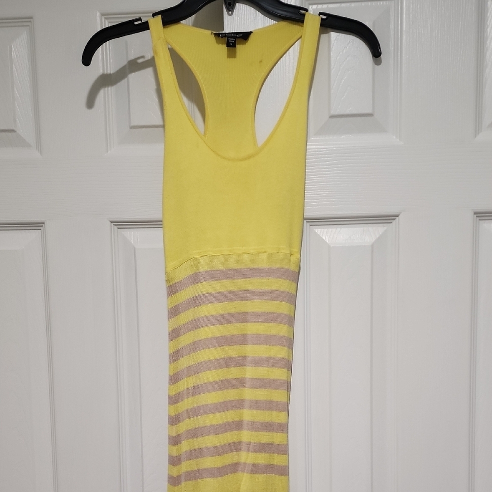 Yellow and Gray Striped Tank Dress
